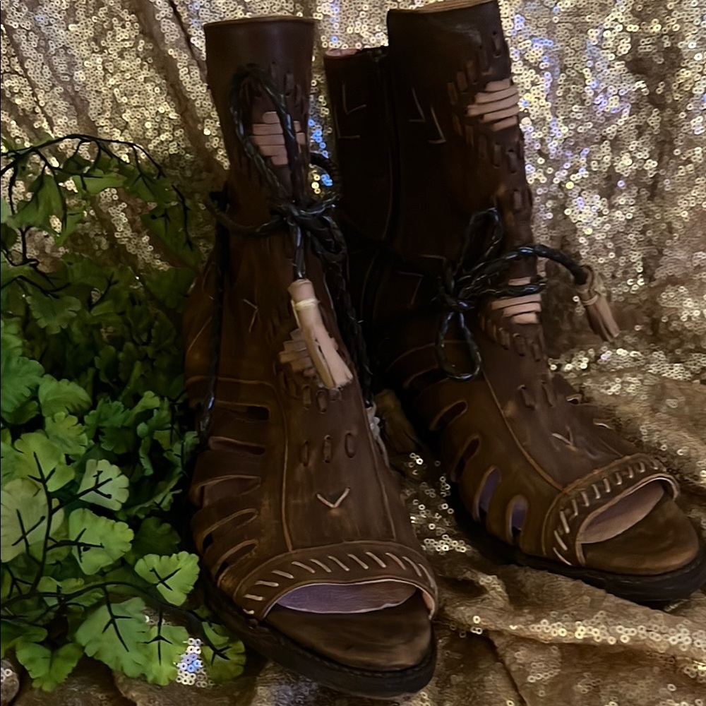 Boho Chic Brown Leather Sandals
